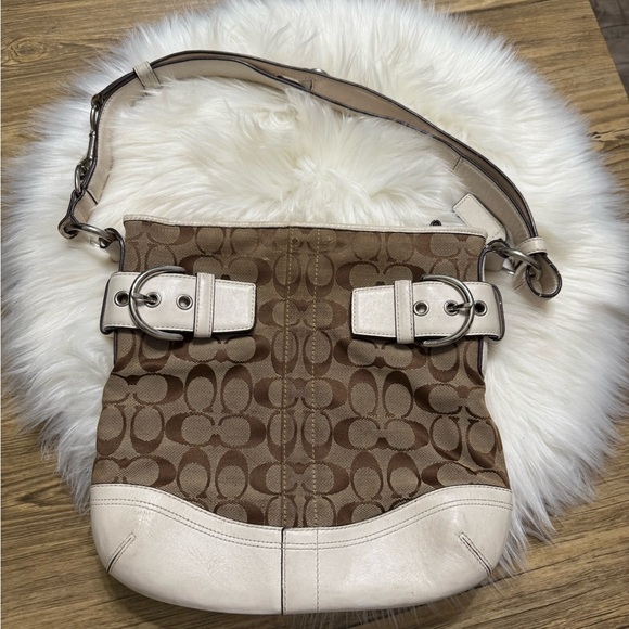 COACH 3577 CANVAS AMD LEATHER SHOULDER BAG - Picture 1 of 4